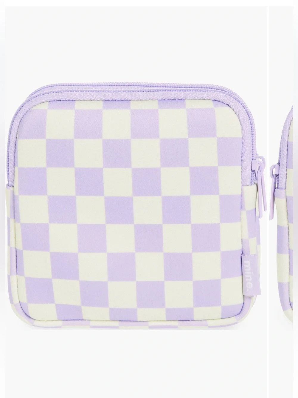 Lavender Check Clear-Panel Cosmetic Pouch